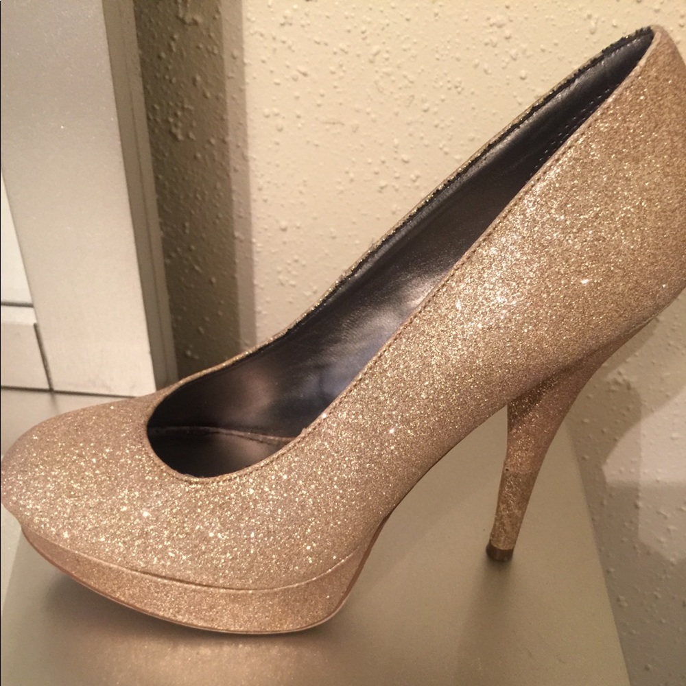 Gold glitter heels